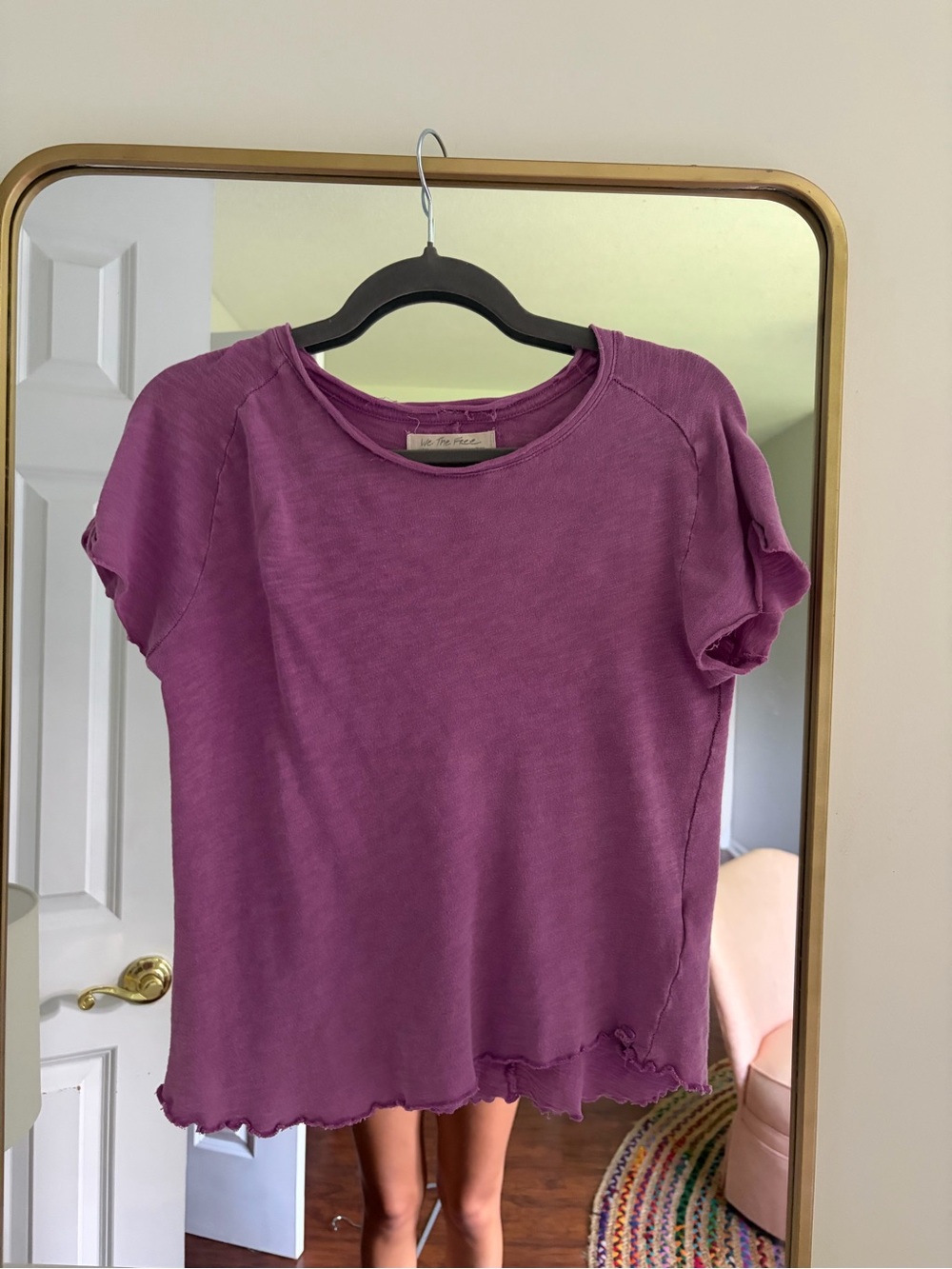 Free People Short Sleeve Tee in Plum